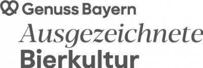 Logo "GenussBayern, Ausgezeichnete Bierkultur" linksbündig, grau